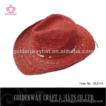 Sombrero de vaquero de paja roja sombrero de paja de paja de papel fresco sombrero mexicano